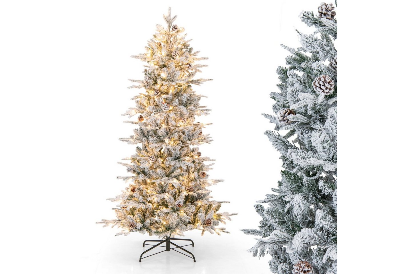 COSTWAY Künstlicher Weihnachtsbaum, 180cm mit 36 Tannenzapfen und 210 LEDs von COSTWAY