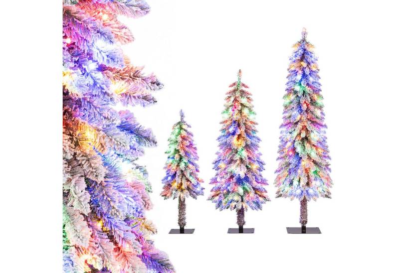 COSTWAY Künstlicher Weihnachtsbaum, 3er Set 90/120/150cm mit Schnee & LEDs von COSTWAY