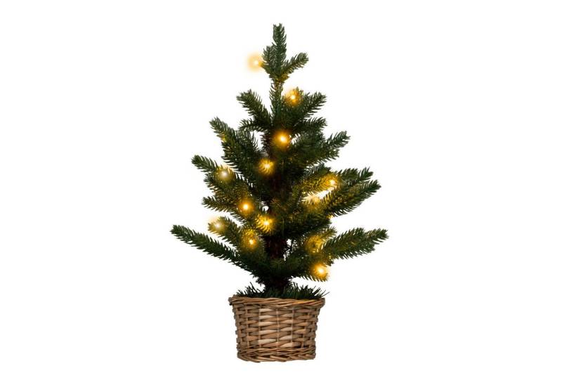 COSTWAY Künstlicher Weihnachtsbaum, 53cm mit 20 LEDs, Weidenholztopf & Timer von COSTWAY