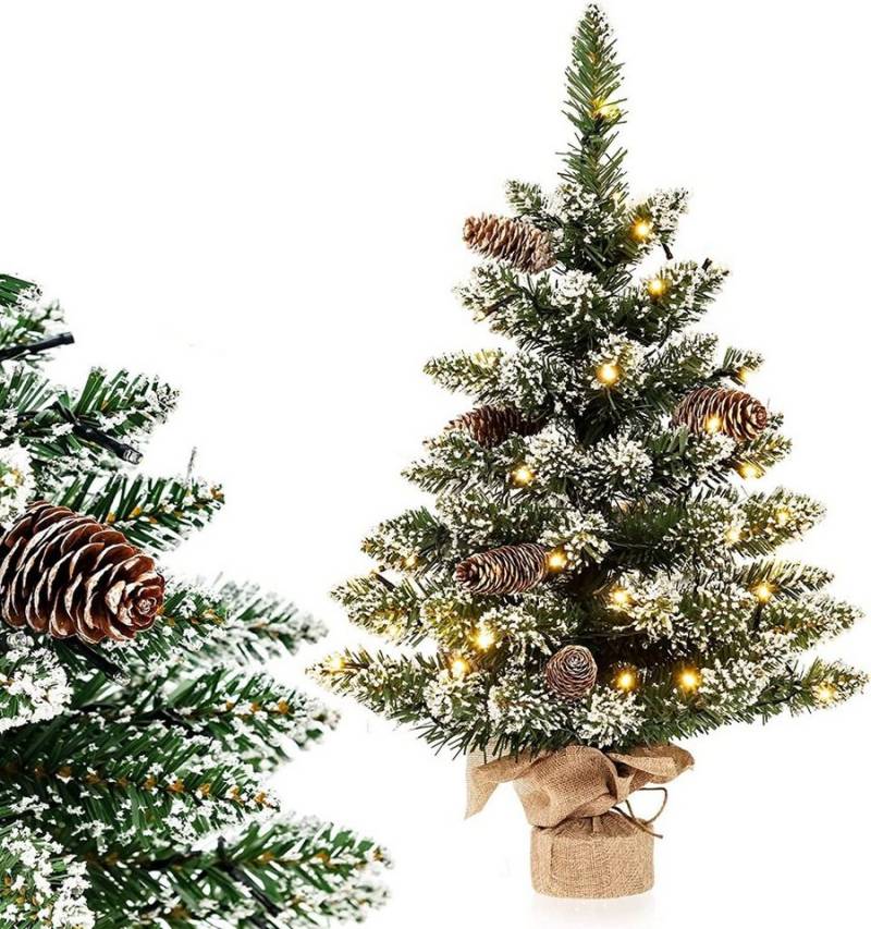 COSTWAY Künstlicher Weihnachtsbaum, 60cm, mit 8 Lichtmodi, 50 LEDs, Schnee von COSTWAY