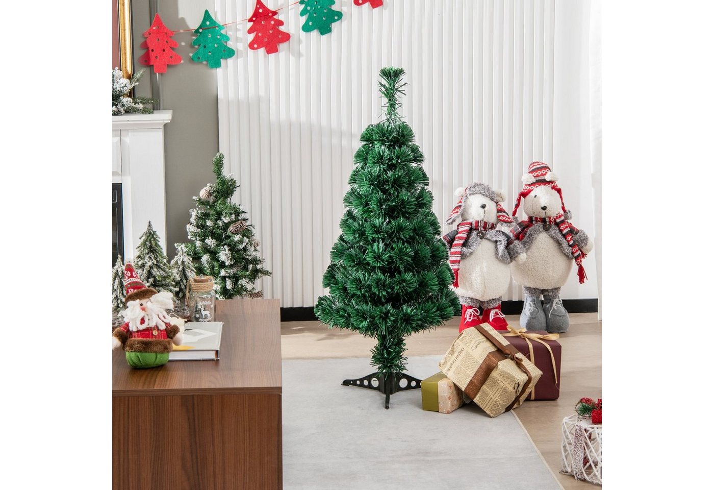 COSTWAY Künstlicher Weihnachtsbaum, 85 PVC Nadeln, Glasfaser-Farbwechsler von COSTWAY