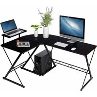 Costway - L-Form Computertisch Schreibtisch Computerschreibtisch Buerotisch Ecktisch Eckschreibtisch Winkelschreibtisch 147x112x79cm Schwarz von COSTWAY