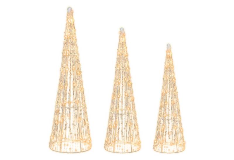 COSTWAY LED-Dekofigur, 3er Weihnachtsbaum Kegelform mit 90 LEDs, 81/72/62cm von COSTWAY