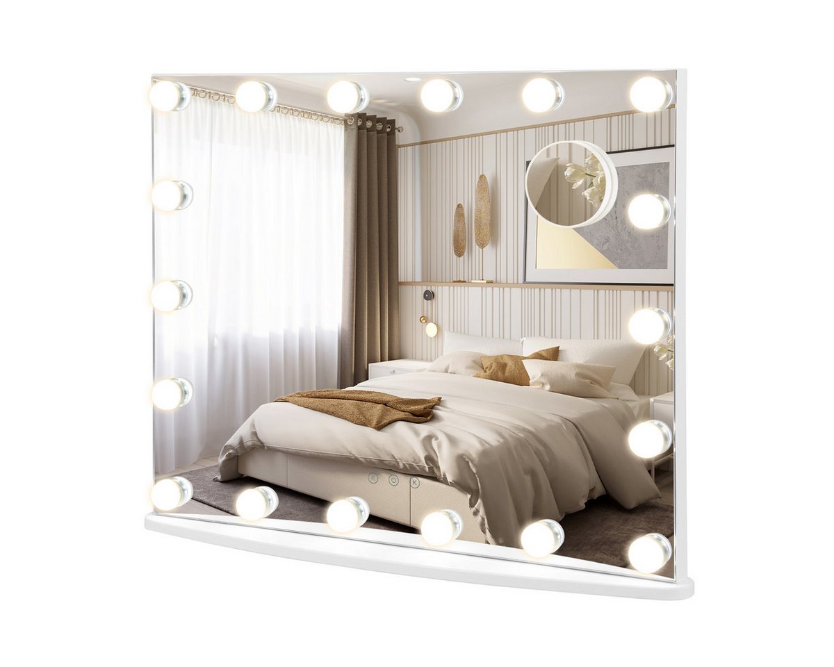 COSTWAY LED-Lichtspiegel, mit Touchscreen & Vergrößerungsspiegel, 62,5x51cm von COSTWAY