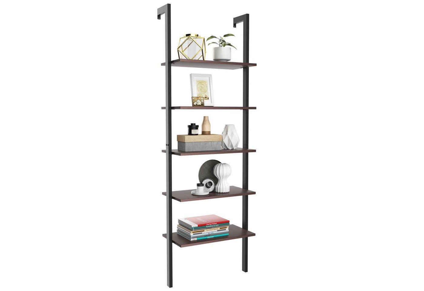 COSTWAY Leiterregal Bücherregal, 5-stufig, mit Metallrahmen, 183 cm von COSTWAY