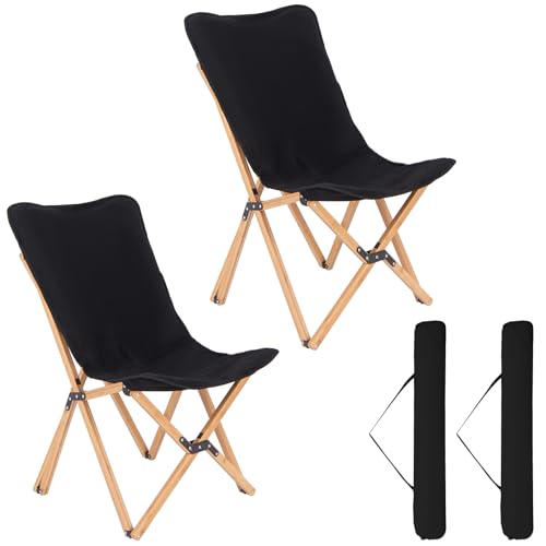 COSTWAY Liegestuhl 2er Set, Klappstuhl aus Bambus mit Seitentasche, Faltstuhl bis 150 kg belastbar, klappbarer Campingstuhl inkl. Tragetasche, Strandstuhl für Camping, Draußen und Drinnen, Schwarz COSTWAY Liegestuhl 2er Set, Klappstuhl aus Bambus mit Seitentasche, Faltstuhl bis 150 kg belastbar, klappbarer Campingstuhl inkl. Tragetasche, Strandstuhl für Camping, Draußen und Drinnen, Schwarz von COSTWAY