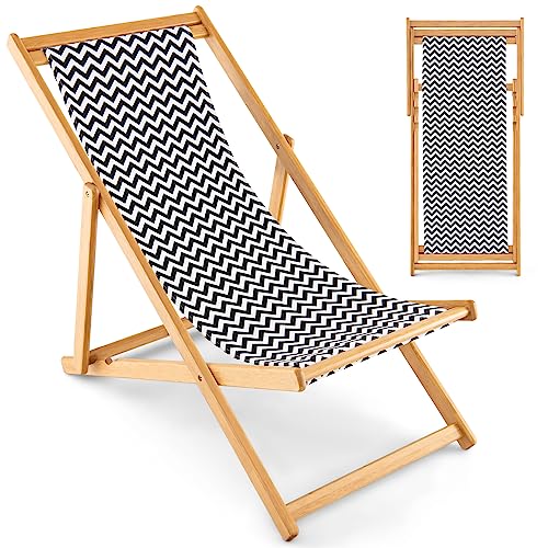 COSTWAY Liegestuhl klappbar, Sonnenstuhl aus Bambus, Strandstuhl mit Verstellbarer Rückenlehne, bis 150kg belastbar, ideal für Garten, Terrasse und Strand von COSTWAY