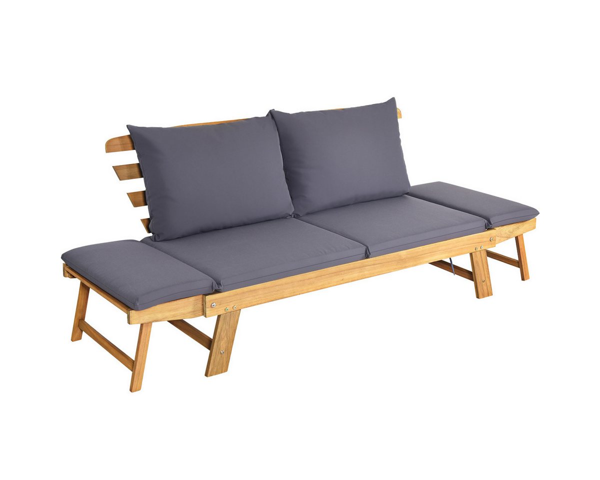 COSTWAY Loungesofa, Gartenbank mit klappbaren Seitenlehnen & Auflage von COSTWAY