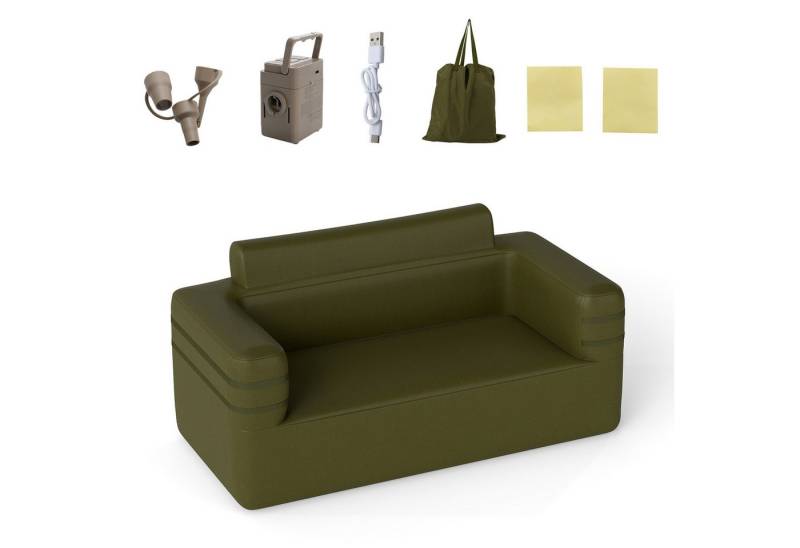 COSTWAY Luftsofa, 2-Personen Aufblasbarer Sofa tragbar mit integrierter Luftpumpe von COSTWAY