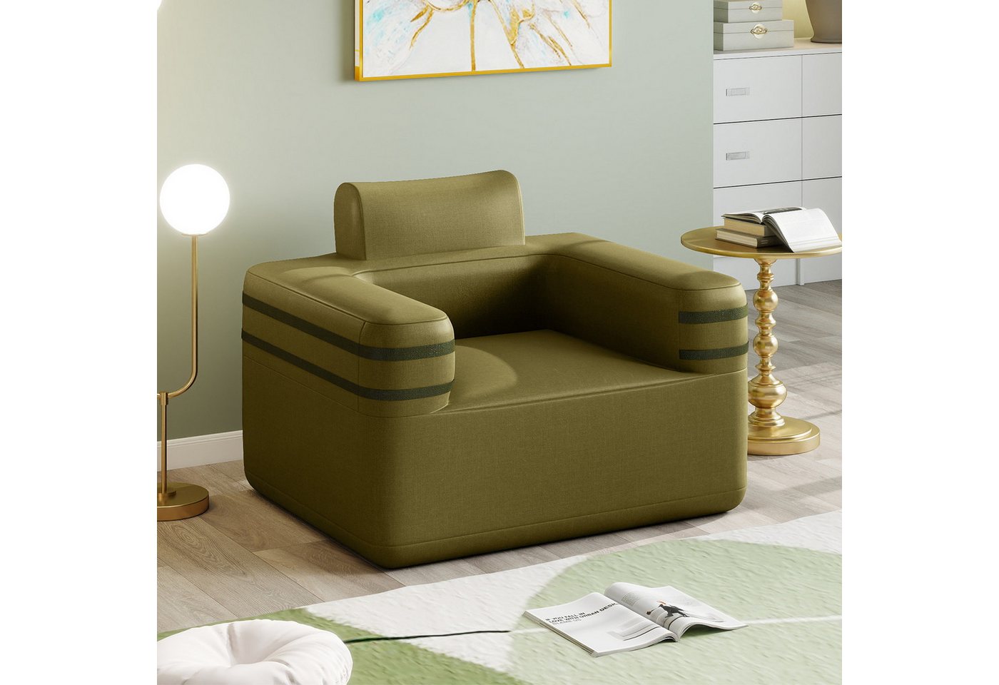 COSTWAY Luftsofa, Aufblasbarer Sofa tragbar mit integrierter Luftpumpe von COSTWAY