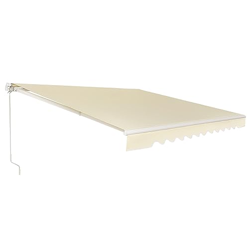 COSTWAY Markise mit Kurbel, Gelenkarmmarkise Sonnenschutz, Balkonmarkise Sonnenmarkise 5-35° Winkel einstellbar, Terrassenmarkise, Klemmmarkise für Balkon und Veranda (Beige, 360 x 300 cm) von COSTWAY