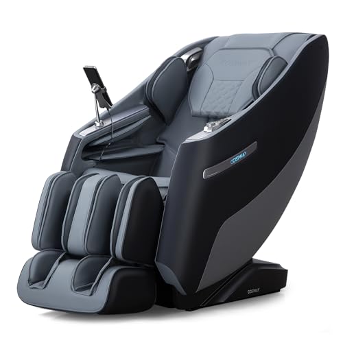 COSTWAY Massagesessel, Zero Gravity SL Track Shiatsu Massagestuhl Heizung & Luftdruckmassage, Ganzkörpermassagesessel mit 12 Automatik-Modi & Fernbedienung, Elektro Relaxsessel für Zuhause (Schwarz) von COSTWAY
