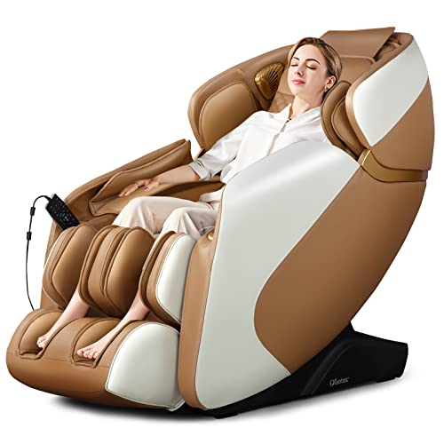 COSTWAY Massagesessel Ganzkörper, Zero Gravity SL Track Massagestuhl mit Heizung und Luftkompression, Shiatsu Massage Chair mit Bluetooth & 12 Programme, Relaxsessel elektrisch für Zuhause (hellbraun) von COSTWAY