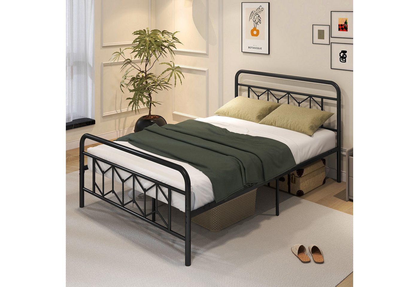 COSTWAY Metallbett (1-tlg), Doppelbett, Bettgestell, für 140x200 cm Matratze von COSTWAY