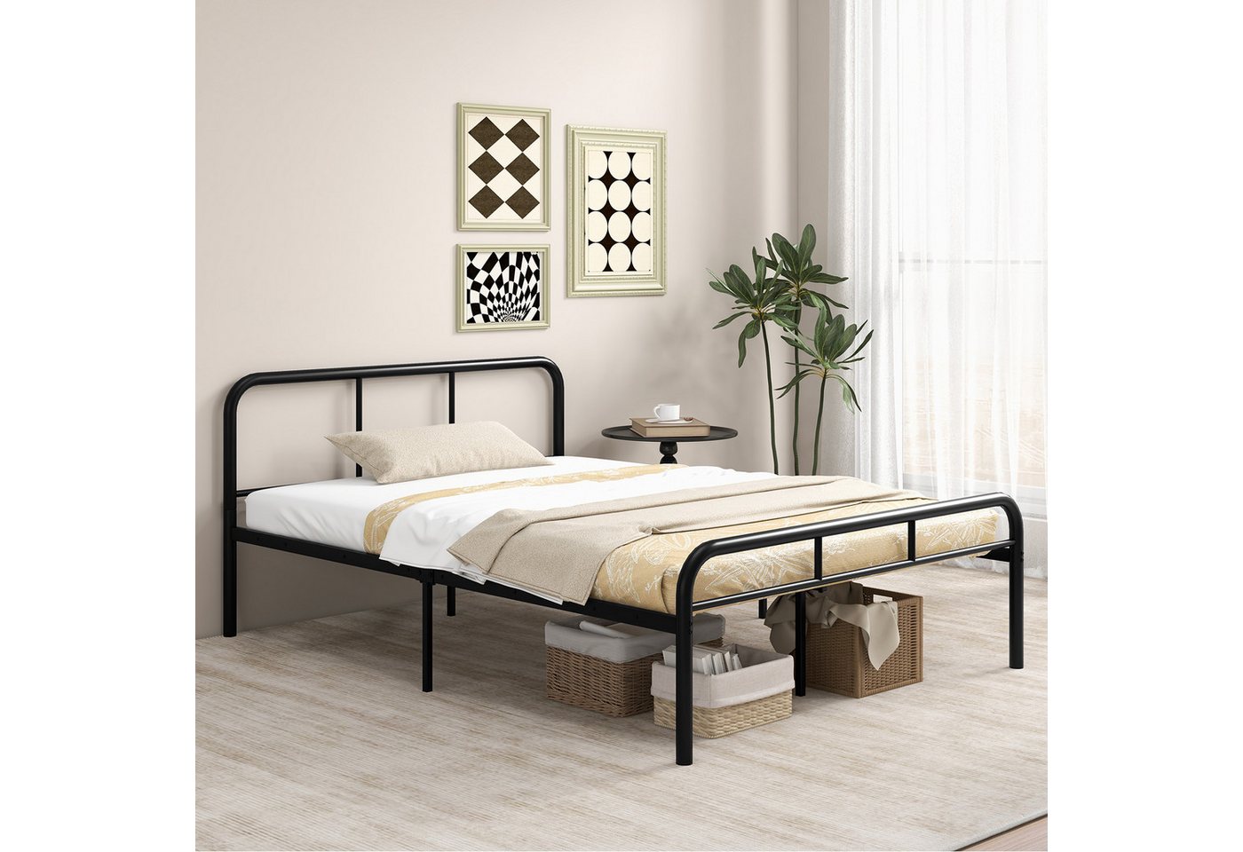 COSTWAY Metallbett (1-tlg), Metallbett, Doppelbett, mit Lattenrost, für 140x190cm Matratze von COSTWAY