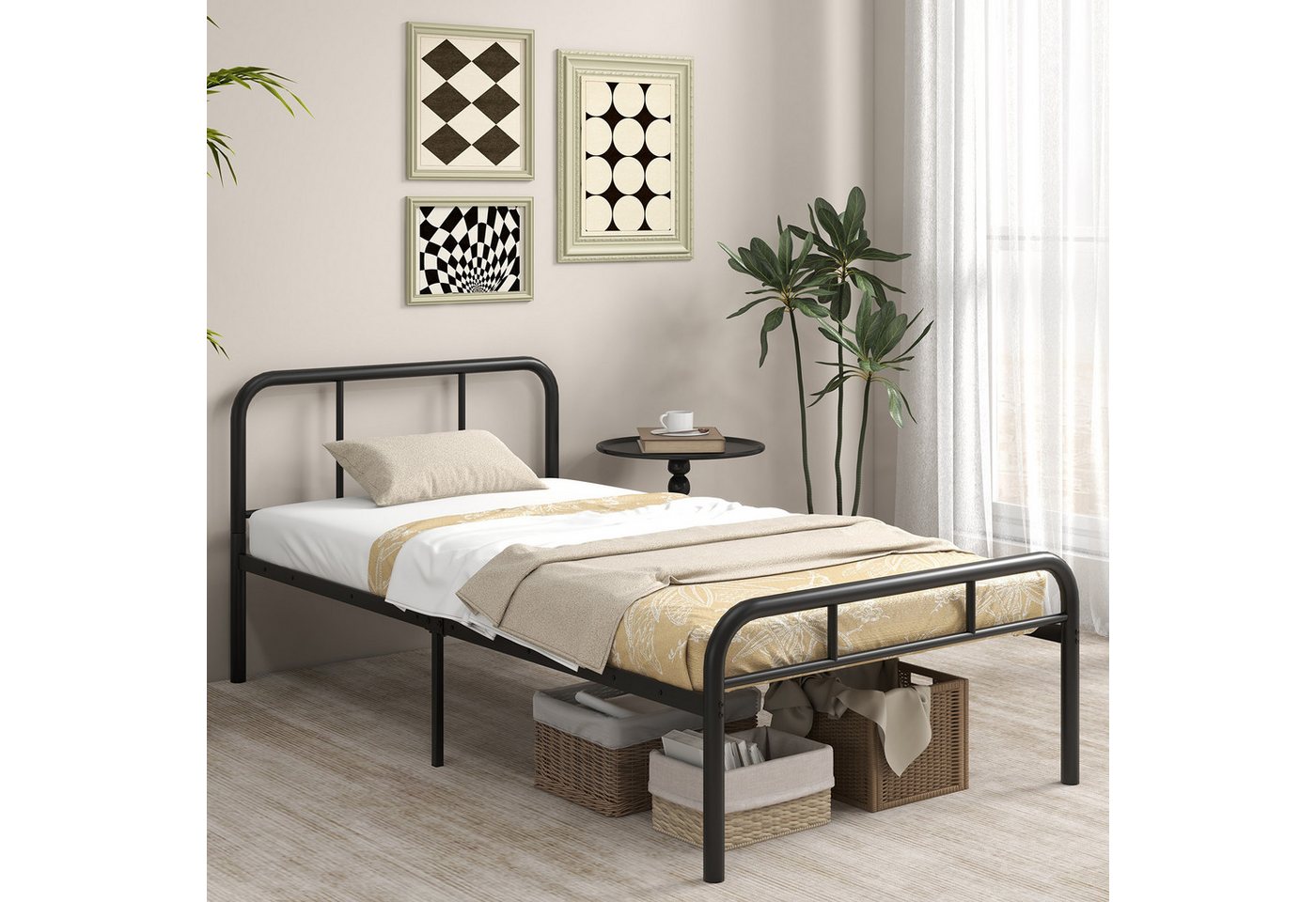 COSTWAY Metallbett (1-tlg), Metallbett, Doppelbett, mit Lattenrost, für 90x200cm Matratze von COSTWAY