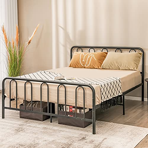 COSTWAY Metallbett Bettgestell für 200 x 160 cm Matratze, Doppelbettgestell, Bettrahmen mit Lattenrost, Stauraum unter dem Bett, Metall Gästebett Plattformbett von COSTWAY