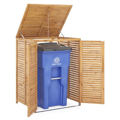 COSTWAY Mülltonnenhaus Holz, für Mülltonne 120 L, Mülltonnenverkleidung für Mülltonnenbox, Mülltonnenschutz mit Tür & Deckel, Aufbewahrungsbox für Mülltonnen, wetterfest für Garten Terrasse, Natur COSTWAY Mülltonnenhaus Holz, für Mülltonne 120 L, Mülltonnenverkleidung für Mülltonnenbox, Mülltonnenschutz mit Tür & Deckel, Aufbewahrungsbox für Mülltonnen, wetterfest für Garten Terrasse, Natur von COSTWAY