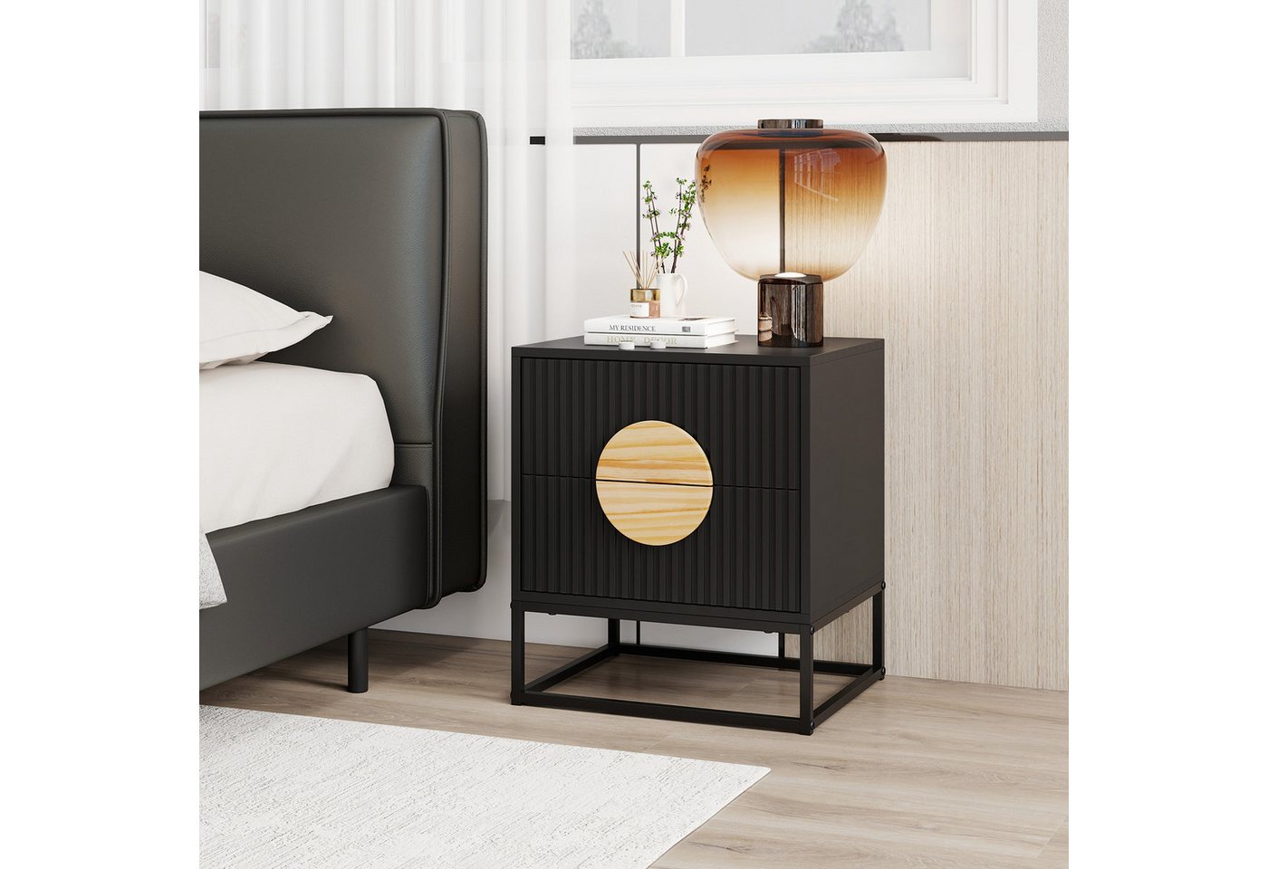 COSTWAY Nachttisch (1-St), Beistelltisch, Nachtschrank, Sofatisch mit 2 Schubladen von COSTWAY