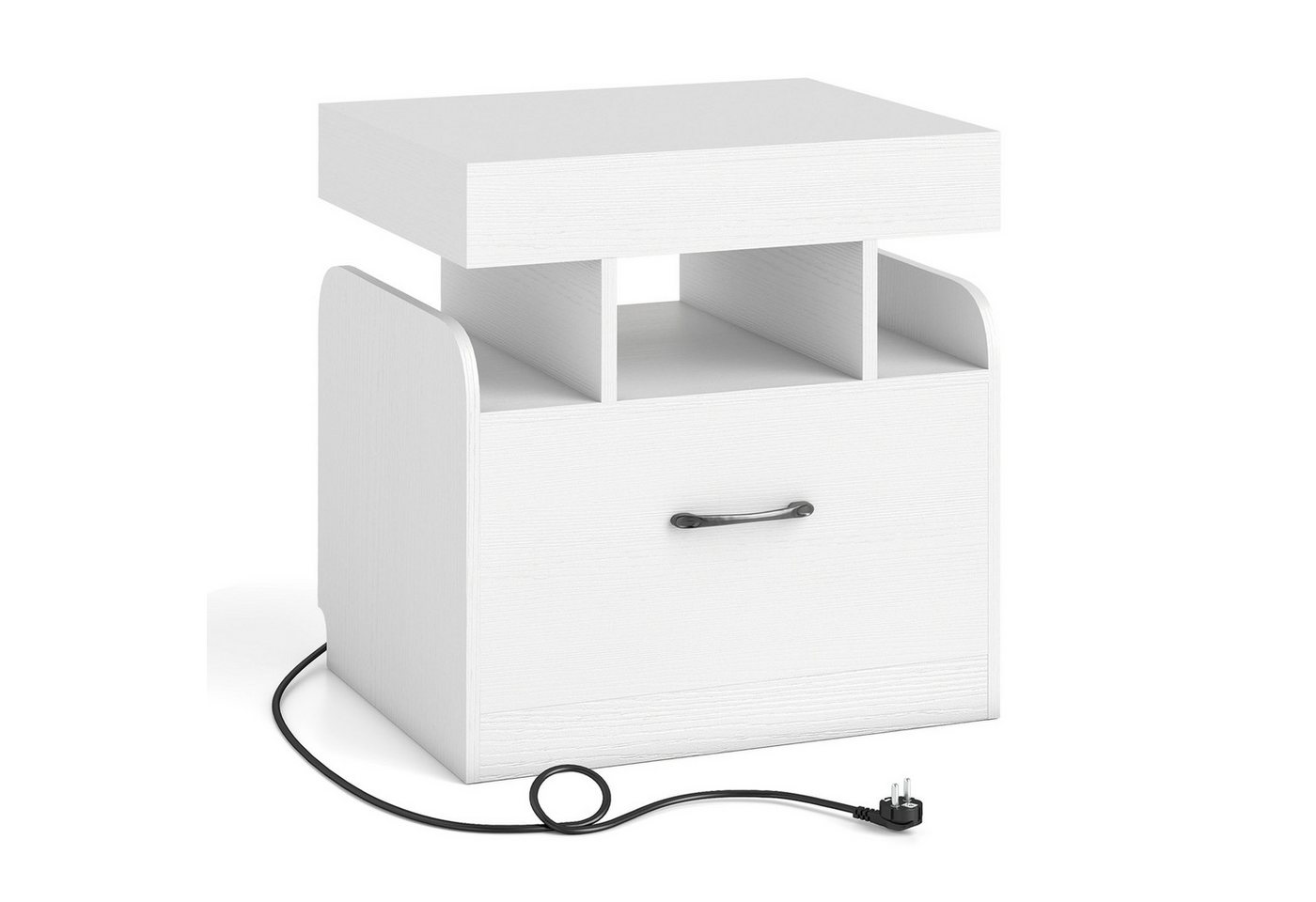 COSTWAY Nachttisch (1-St), Beistelltisch, Sofatisch, mit Ladestation, Schublade von COSTWAY