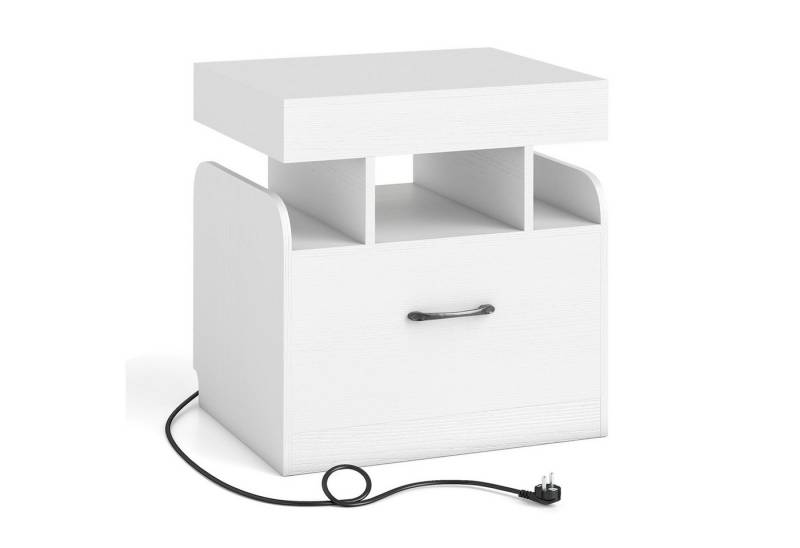 COSTWAY Nachttisch (1-St), Beistelltisch, Sofatisch, mit Ladestation, Schublade von COSTWAY