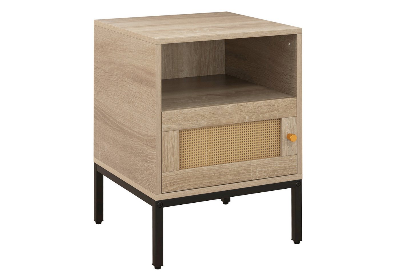 COSTWAY Nachttisch (1-St), Rattan, mit offenem Regal und Schrank, 40x40x57 cm von COSTWAY