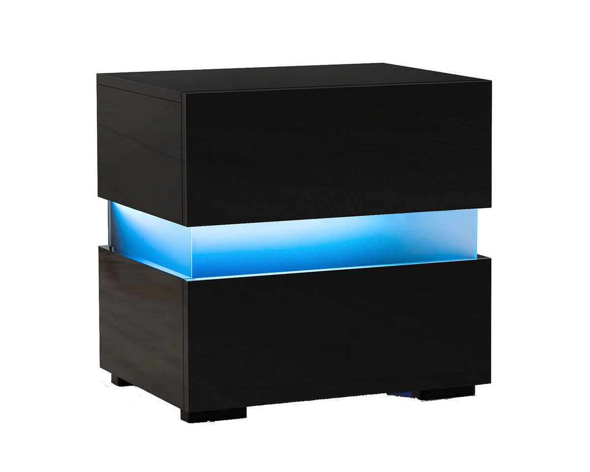 COSTWAY Nachttisch (1-St), mit LED Beleuchtung, Fernbedienung, 20 Farben, Hochglanz von COSTWAY