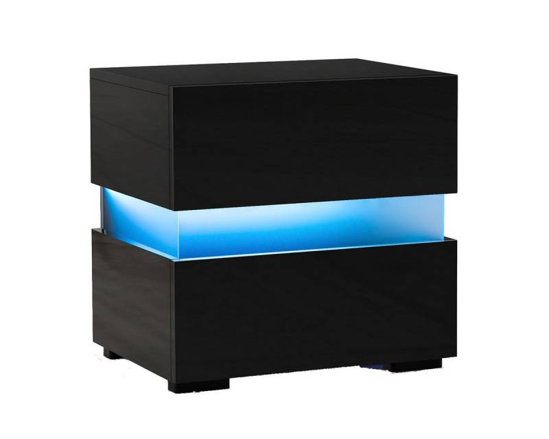 COSTWAY Nachttisch (1-St), mit LED Beleuchtung, Fernbedienung, 20 Farben, Hochglanz von COSTWAY