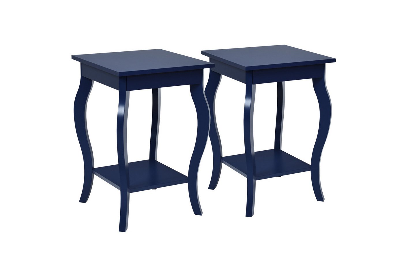 COSTWAY Nachttisch (2-St), mit Ablage, 2 Ebene Beistelltisch Holz, 40x40x60cm von COSTWAY