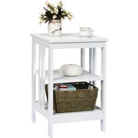 Nachttisch 3 Ebenen, Beistelltisch Nachtschrank, Sofatisch Couchtisch fuer Schlafzimmer, Wohnzimmer 40x40x61cm Weiss II-foermig - Costway von COSTWAY