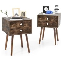 COSTWAY Nachttisch mit 2 Schubladen, Nachtschrank für Boxspringbett, Beistelltisch aus Holz, Nachtkonsole Nachtkommode für Wohnzimmer, Schlafzimmer, COSTWAY Nachttisch mit 2 Schubladen, Nachtschrank für Boxspringbett, Beistelltisch aus Holz, Nachtkonsole Nachtkommode für Wohnzimmer, Schlafzimmer, von COSTWAY
