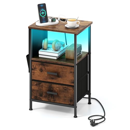COSTWAY Nachttisch mit LED-Beleuchtung, Beistelltisch mit Ladestation, 2 Schubladen & Seitentaschen, Nachtschrank mit USB-Anschlüsse & Steckdosen, 38 x 30 x 60 cm COSTWAY Nachttisch mit LED-Beleuchtung, Beistelltisch mit Ladestation, 2 Schubladen & Seitentaschen, Nachtschrank mit USB-Anschlüsse & Steckdosen, 38 x 30 x 60 cm von COSTWAY