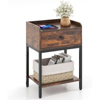 COSTWAY Nachttisch mit Schublade, Beistelltisch mit offener Ablage, Sofatisch mit verstellbaren Fußpolstern, Nachtschrank Boxspringbett für COSTWAY Nachttisch mit Schublade, Beistelltisch mit offener Ablage, Sofatisch mit verstellbaren Fußpolstern, Nachtschrank Boxspringbett für von COSTWAY