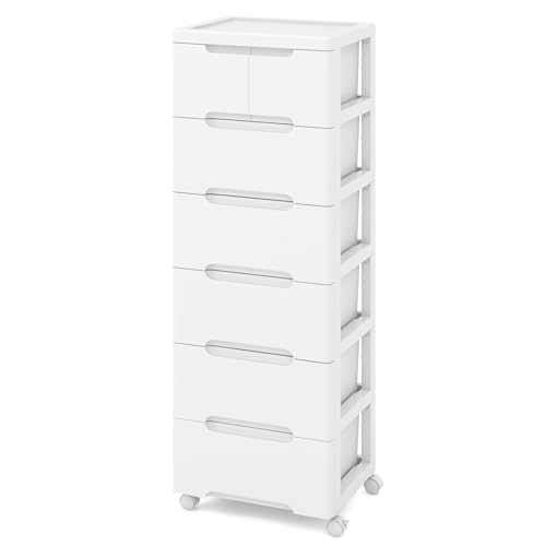 COSTWAY Nischenschrank vertikal Aufbewahrungsschrank, Kommode mit 7 Schubladen, universellen & arretierbaren Rollen, Badrollwagen 40 x 32 x 114 cm für Wohnzimmer Büro Salon, Weiß COSTWAY Nischenschrank vertikal Aufbewahrungsschrank, Kommode mit 7 Schubladen, universellen & arretierbaren Rollen, Badrollwagen 40 x 32 x 114 cm für Wohnzimmer Büro Salon, Weiß von COSTWAY