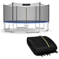 COSTWAY Ø487cm Trampolin Sicherheitsnetz für Gartentrampoline, Ersatznetz außenliegend mit Reißverschluss und Schnallen, 6 Stangen, Netzhöhe 180 cm von COSTWAY