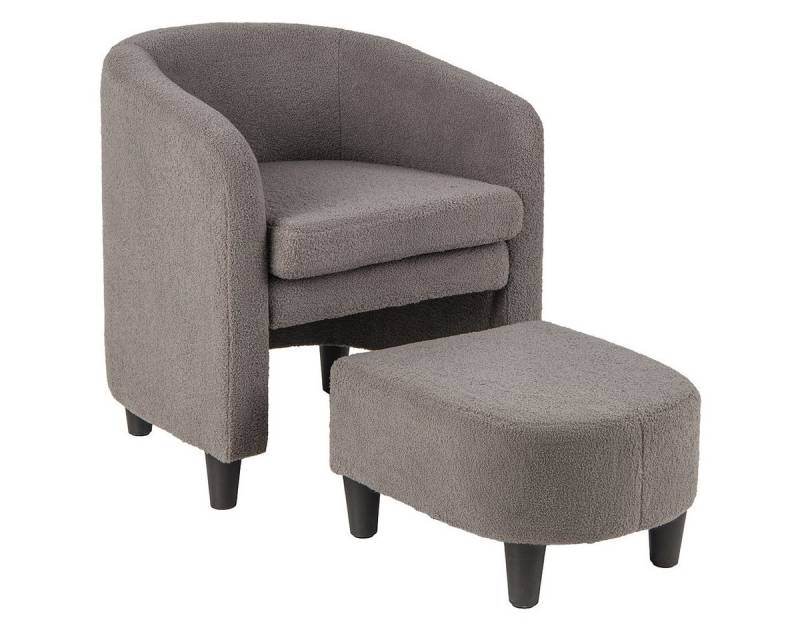 COSTWAY Ohrensessel (2-St., mit Hocker), aus Samt, Massivholz, 150kg von COSTWAY