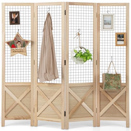 COSTWAY Paravent 151 x 144cm, Raumteiler klappbar, 4 teilige Trennwand Holzrahmen, Gitterwand zum Aufhängen, Sichtschutz innen Outdoor, dekorativ COSTWAY Paravent 151 x 144cm, Raumteiler klappbar, 4 teilige Trennwand Holzrahmen, Gitterwand zum Aufhängen, Sichtschutz innen Outdoor, dekorativ von COSTWAY