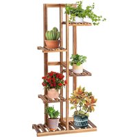 Costway - Pflanzenstaender freistehendes Blumenregal, Pflanzenregal Holz Blumentreppe mehrstoeckig, Holzregal Pflanzentreppe für drinnen draussen 5 von COSTWAY