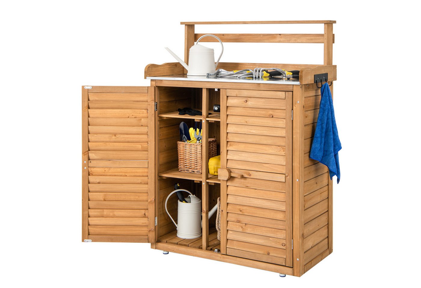 COSTWAY Pflanztisch, mit Unterschrank & abnehmbaren Regalen, 87 x 45 x 120cm von COSTWAY