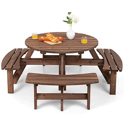 COSTWAY Picknicktisch Set für 8 Personen, Gartentisch aus Massivholz mit Schirmloch & 4 Bänken, Terrassenmöbel, Gartenmöbel, Sitzgruppe für Garten, Terrasse COSTWAY Picknicktisch Set für 8 Personen, Gartentisch aus Massivholz mit Schirmloch & 4 Bänken, Terrassenmöbel, Gartenmöbel, Sitzgruppe für Garten, Terrasse von COSTWAY