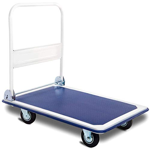 COSTWAY Plattformwagen 300kg, Rollwagen Klappbar, Transportkarre Sackkarre Handewagen, Transportwagen 90 x 60 cm, ​Klappwagen mit Antirutschbeschichtung, Maketwagen Transporthilfe, Metall von COSTWAY