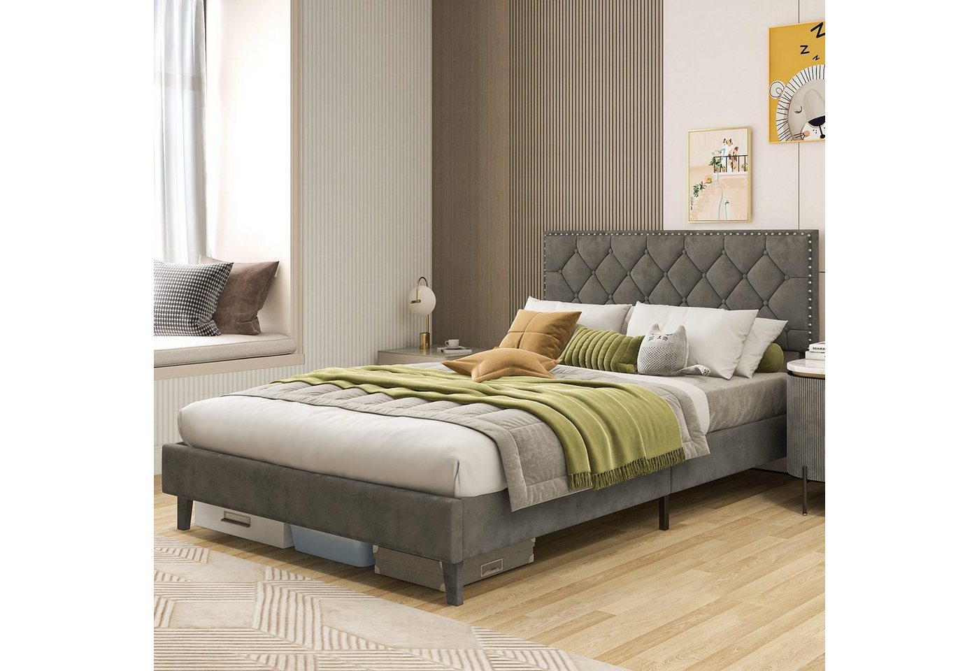 COSTWAY Polsterbett Doppelbett, mit Lattenrost & Kopfteil, 140 x 200 cm, ohne Matratze COSTWAY Polsterbett Doppelbett, mit Lattenrost & Kopfteil, 140 x 200 cm, ohne Matratze von COSTWAY