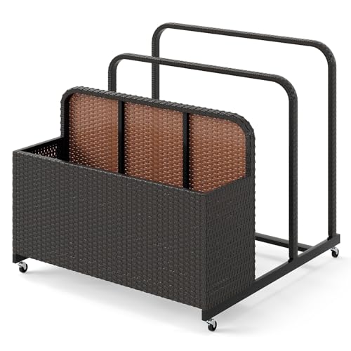 COSTWAY Pool Aufbewahrungskorb mit Rollen, PE Rattan Aufbewahrungsbehälter, Aufbewahrungsbox für Schwimmhilfen, Kissen, Rettungswesten, Strandbälle (Braun) von COSTWAY