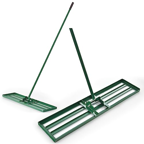 COSTWAY Rasen Nivellierrechen Metall, Rasenrechen mit ergonomischem Griff, Nivellierung von Sand Boden, Rechen Flächenebner Rasenwerkzeug, für Garten Hinterhof Golfplatz, Grün (91 cm x 25 cm) von COSTWAY