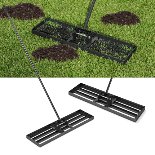 COSTWAY Rasen Nivellierrechen Metall, Rasenrechen mit ergonomischem Griff, Nivellierung von Sand Boden, Rechen Flächenebner Rasenwerkzeug, für Garten Hinterhof Golfplatz, Schwarz (91 cm x 25 cm) von COSTWAY