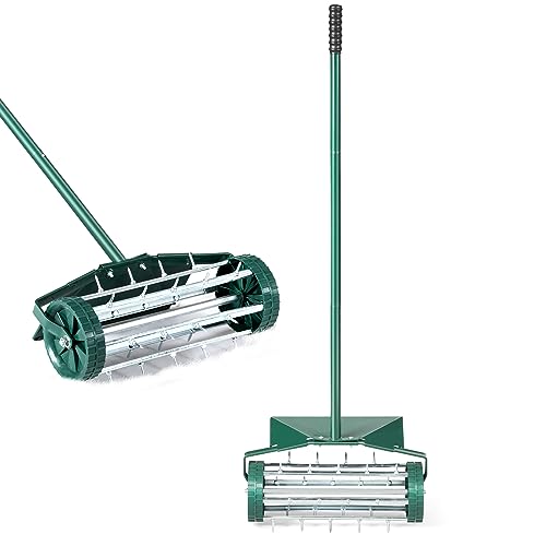 COSTWAY Rasenlüfter Walze, Rasenrolle mit Stiel & 3cm Nägeln & Spritzschutz, Handvertikutierer rollend, Rasenbelüfter manuell, Vertikutierer Rasenwalze Garten Hof Rasen, 46 x 23 x 127 cm, Grün COSTWAY Rasenlüfter Walze, Rasenrolle mit Stiel & 3cm Nägeln & Spritzschutz, Handvertikutierer rollend, Rasenbelüfter manuell, Vertikutierer Rasenwalze Garten Hof Rasen, 46 x 23 x 127 cm, Grün von COSTWAY