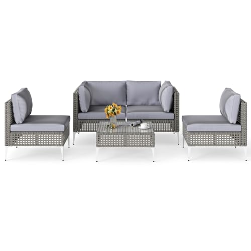 COSTWAY Rattan Gartenmöbel Set, Balkonmöbel Set mit Sitz- und Rückenkissen, Terrassenmöbel, Gartengarnitur, Sitzgruppe, Sitzgarnitur für Garten, Terrasse, Balkon COSTWAY Rattan Gartenmöbel Set, Balkonmöbel Set mit Sitz- und Rückenkissen, Terrassenmöbel, Gartengarnitur, Sitzgruppe, Sitzgarnitur für Garten, Terrasse, Balkon von COSTWAY