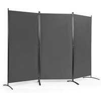 COSTWAY Raumteiler mit verstellbaren Untersetzern, Trennwand Paravent Wand Sichtschutz Wandschirm (Grau, 3-teiliger) von COSTWAY