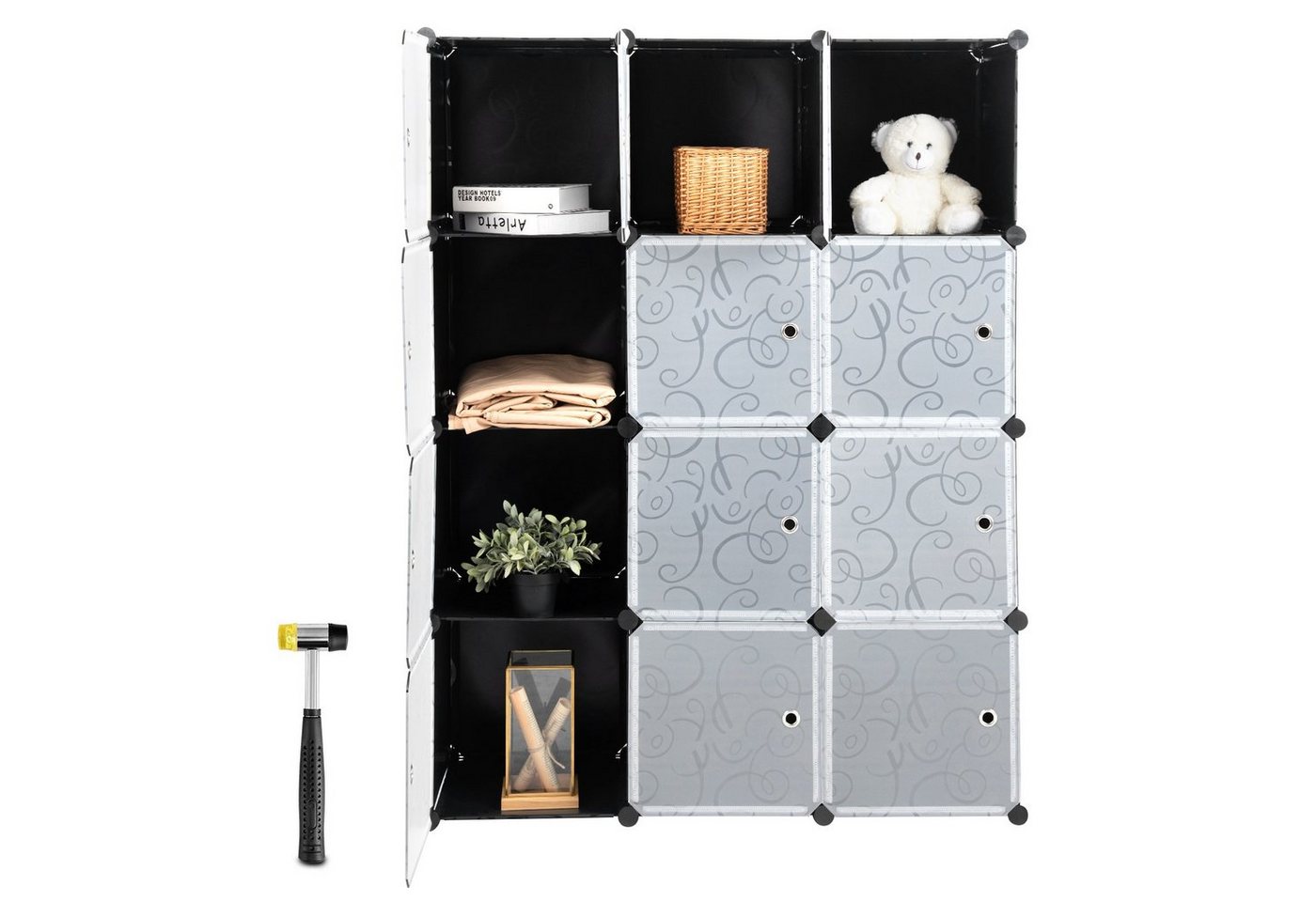 COSTWAY Kleiderschrank 12 Fächer, DIY Regalsystem, stapelbar, Kunststoff von COSTWAY