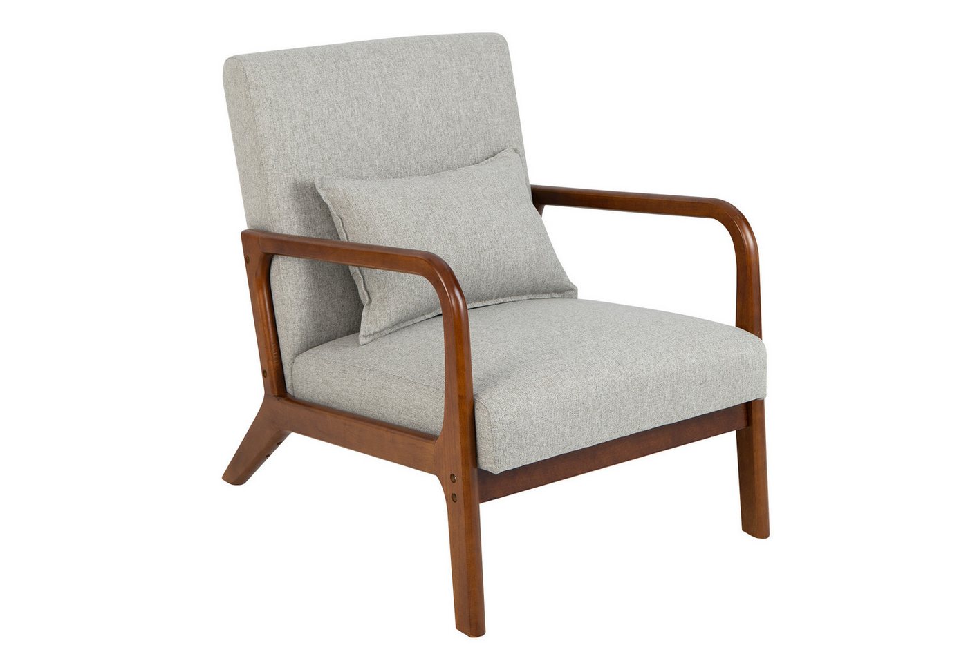 COSTWAY Relaxsessel, gepolstert, mit Armlehnen & Kissen, Holz, 65x79x77cm von COSTWAY